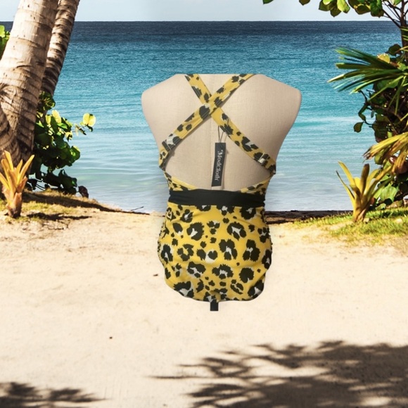 ModCloth The Gilda One-Piece Swimsuit Yellow leopard New Sz Small - Picture 11 of 11